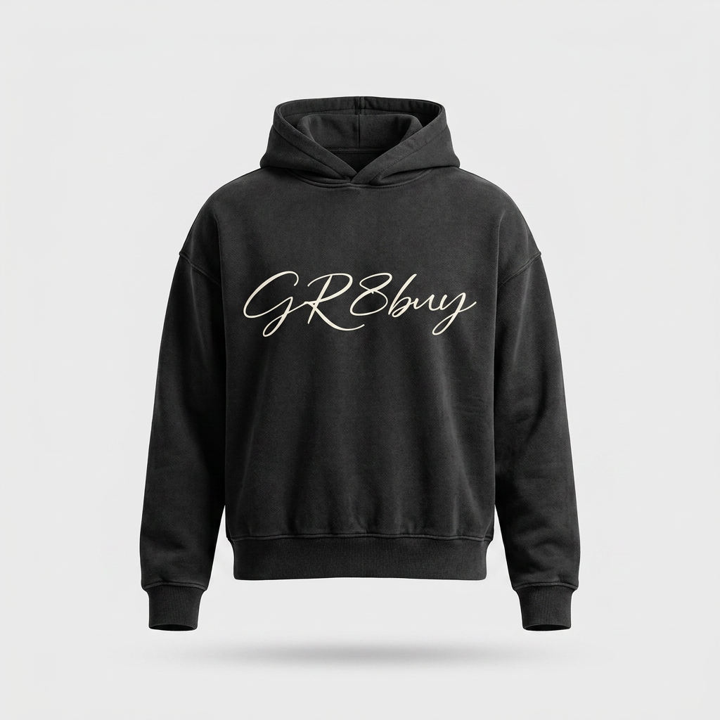 Groundwork Heavyweight Hoodie in washed black with GR8buy chest logo