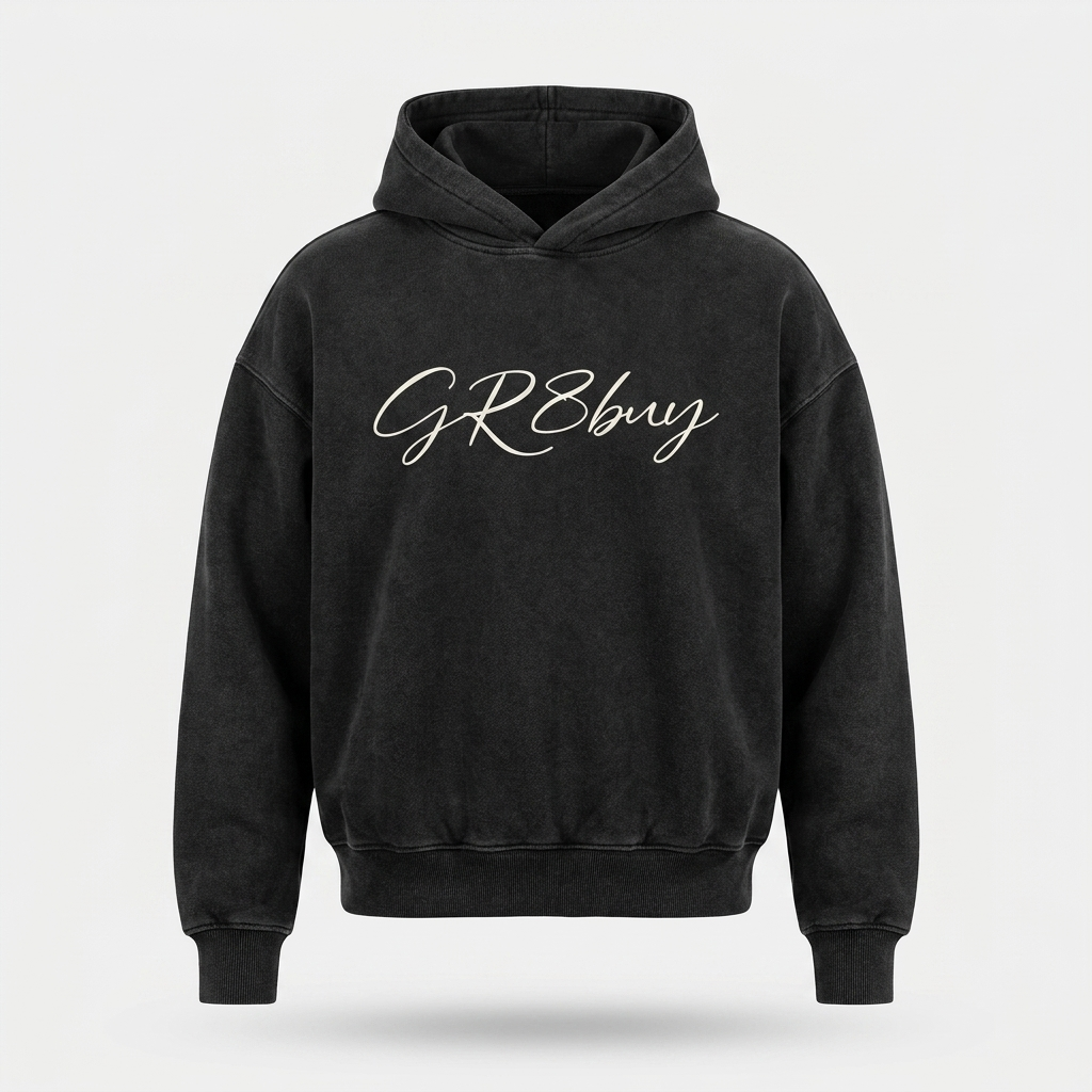 Groundwork Heavyweight Hoodie in washed black, alternate view