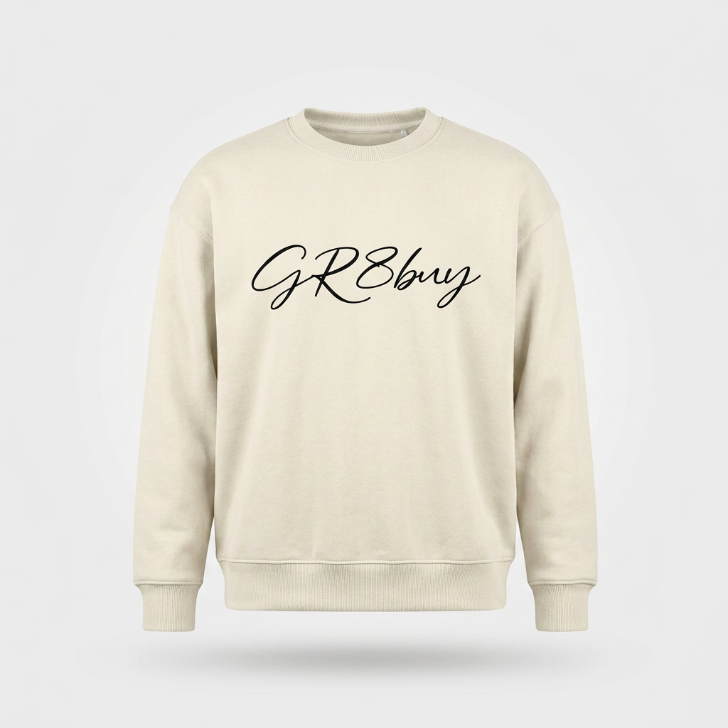 Groundwork Crewneck in bone with black GR8buy chest logo