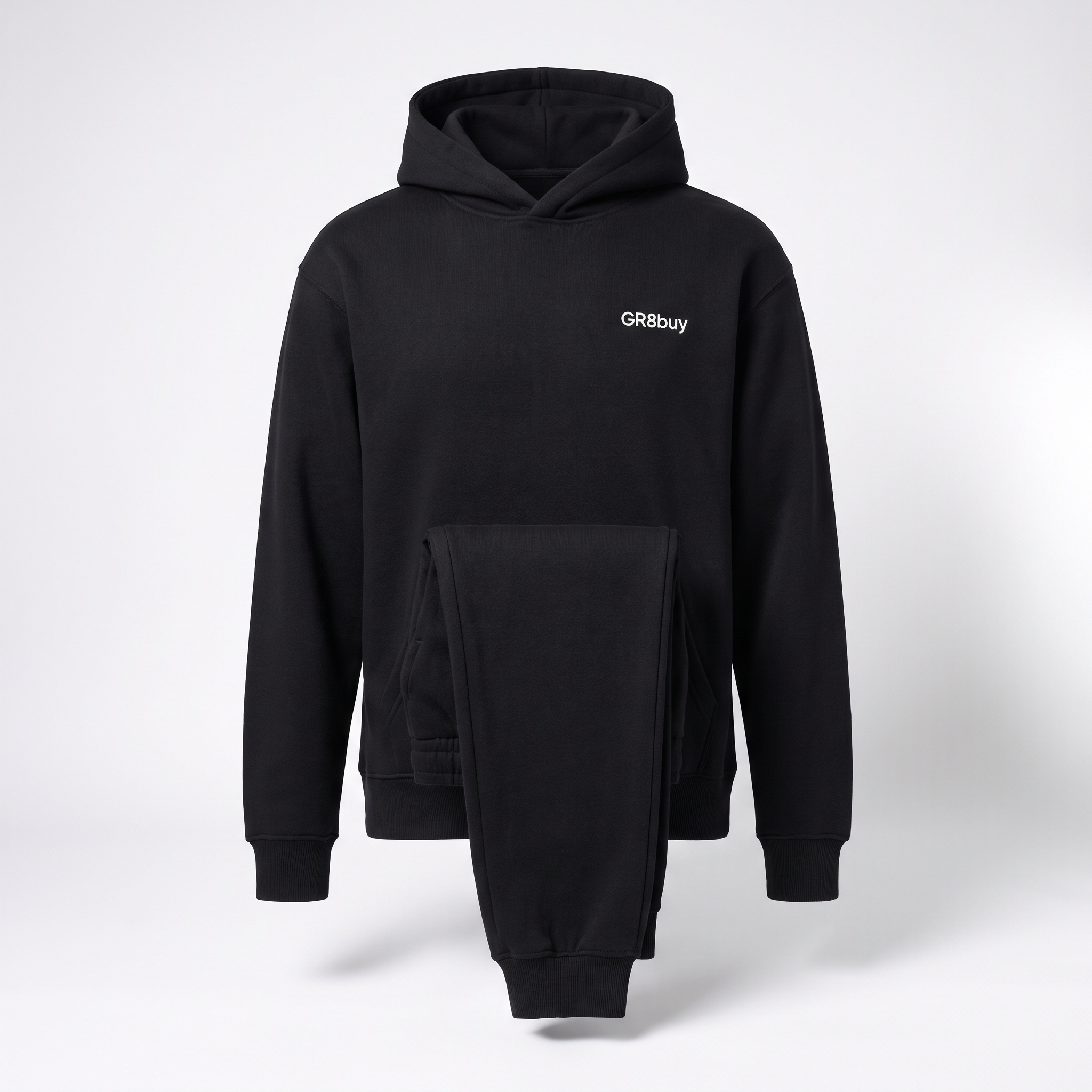 Momentum Hoodie + Jogger Set in black with GR8buy chest logo
