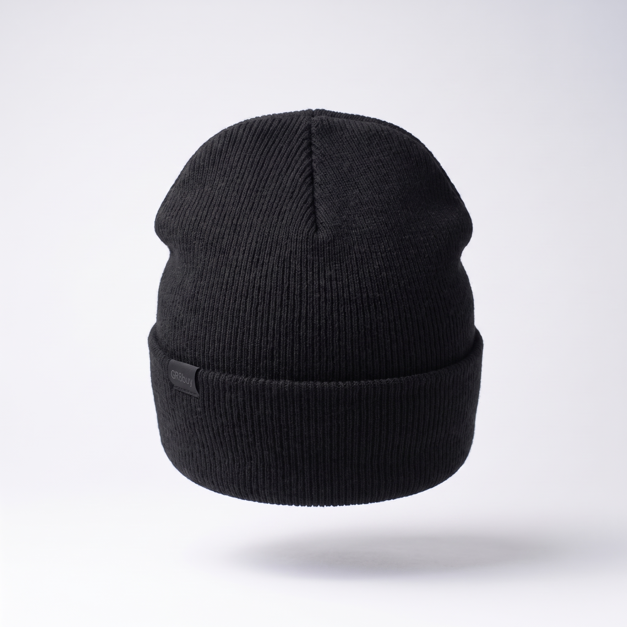 Everyday Ribbed Beanie in black, back view