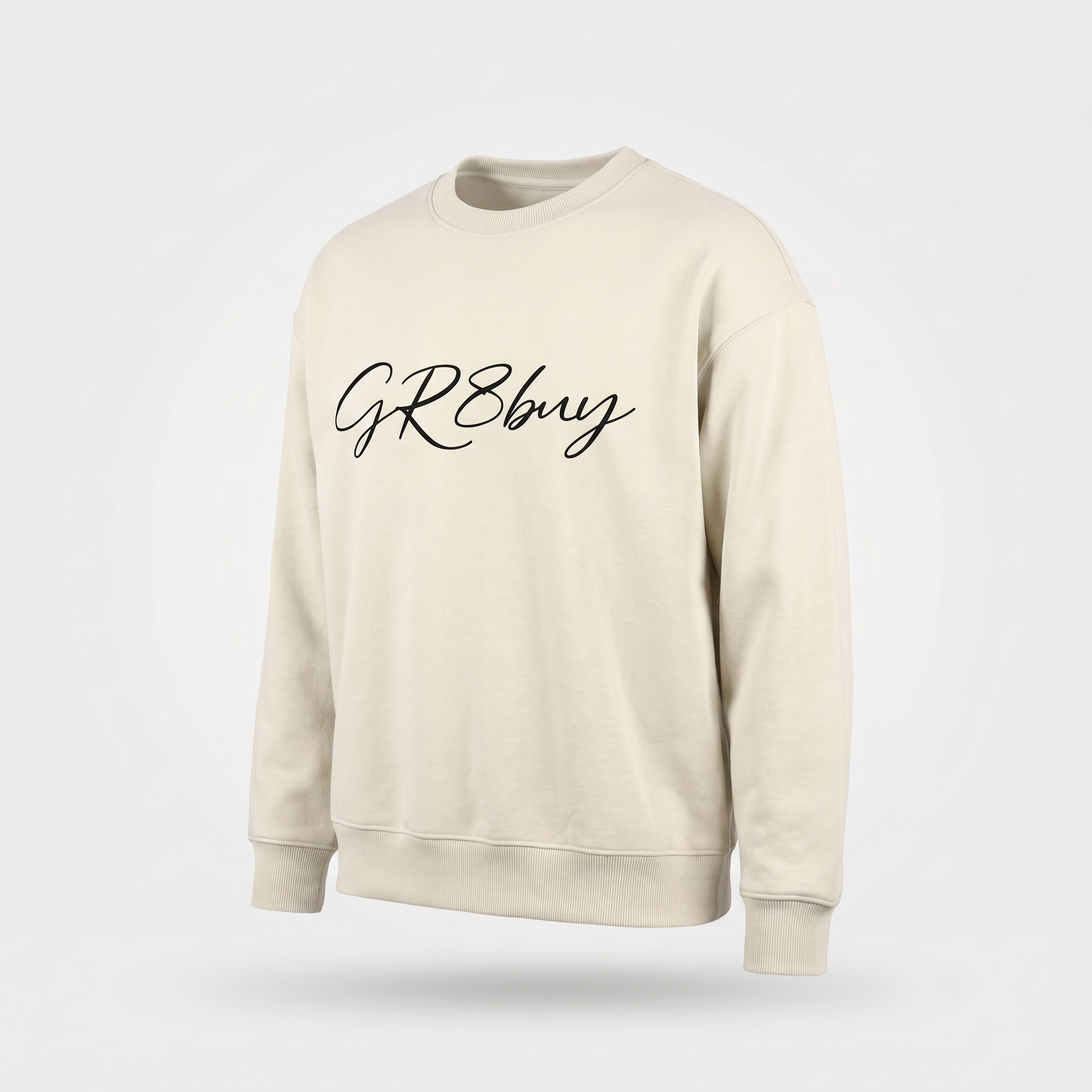 Groundwork Crewneck in bone, three-quarter angle view
