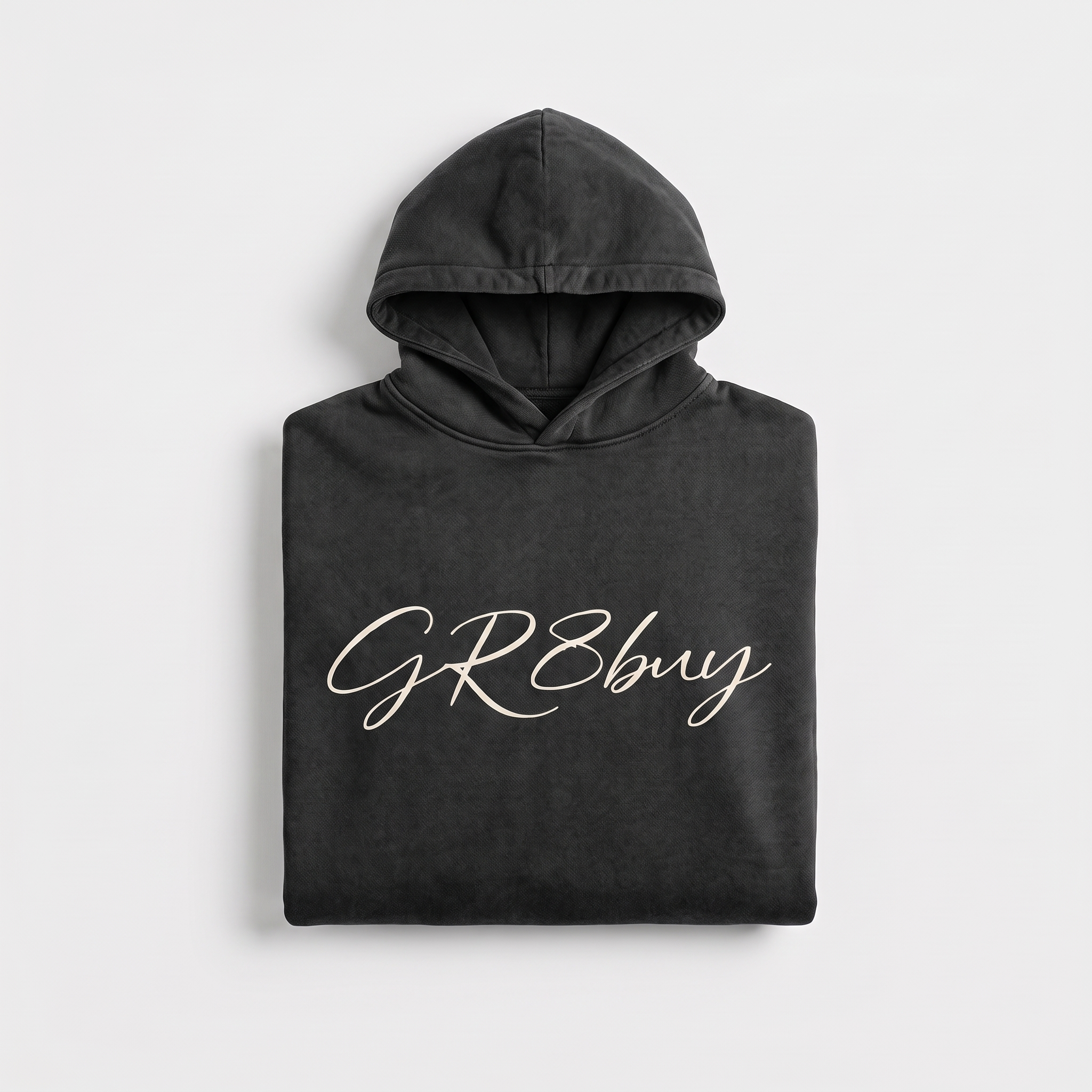 Groundwork Heavyweight Hoodie in washed black, flat-lay view