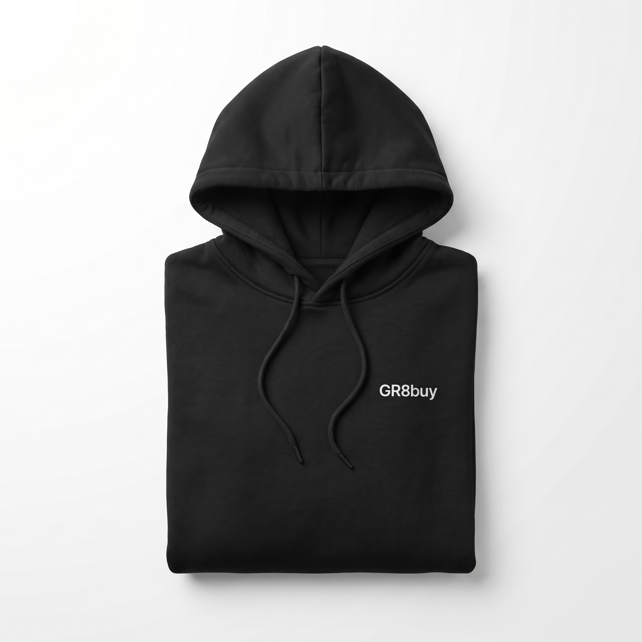 Momentum Heavyweight Hoodie in black, flat-lay view