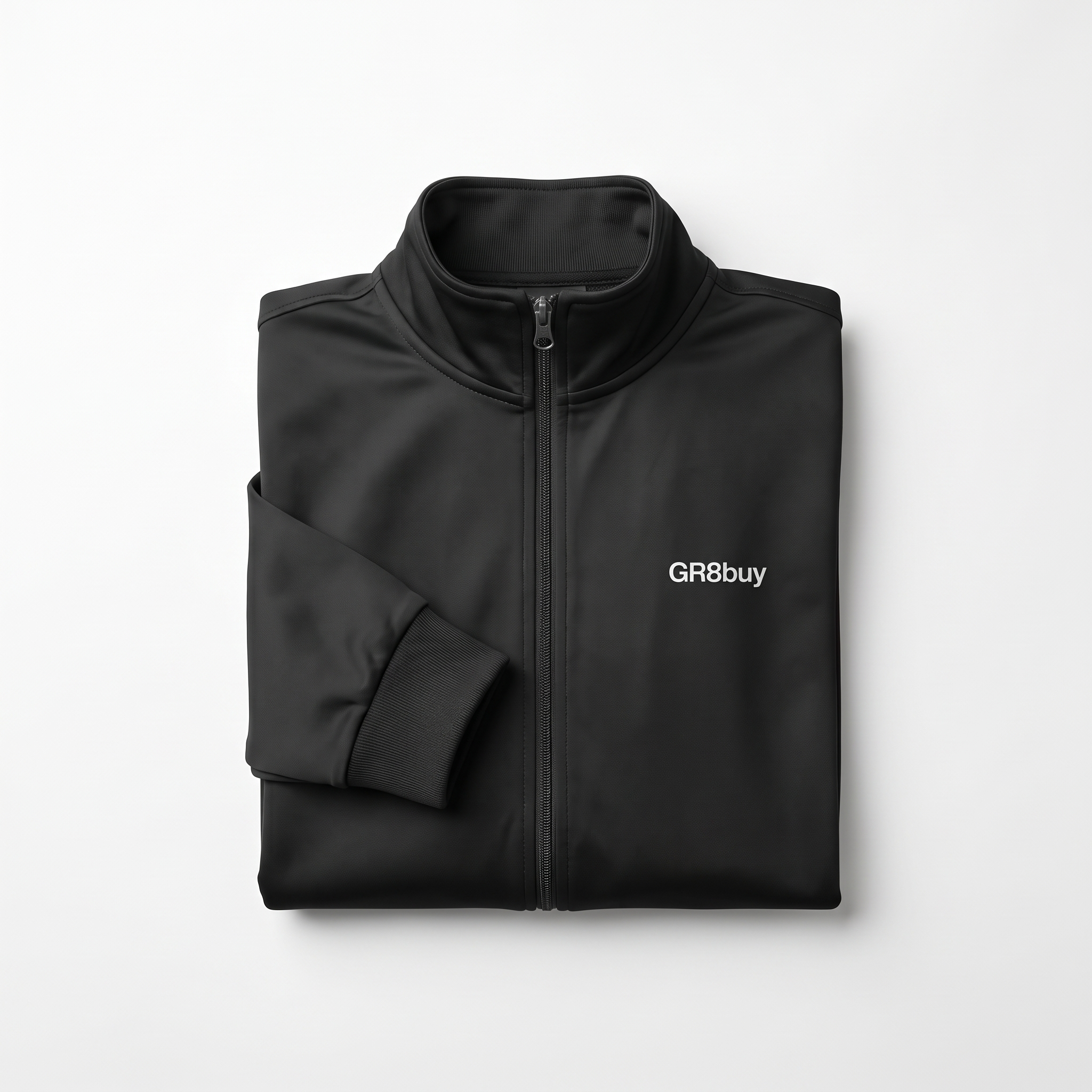 Momentum Track Jacket in black, flat-lay view